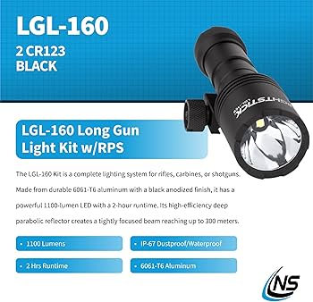 Nightstick LGL-160 Long Gun Light Kit, 1100 Lumens, Black